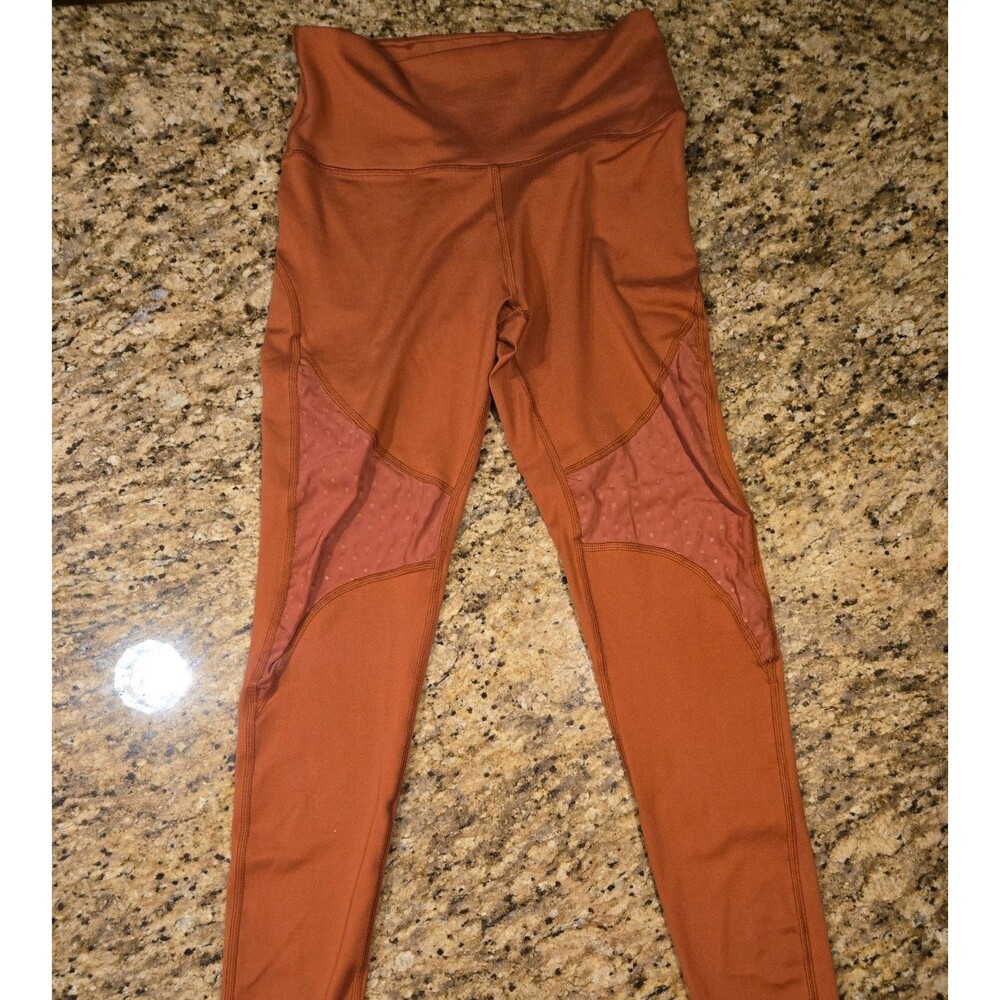 Aerie Women's Chill Play Me High Waisted Mesh Crop Leggings Rust Red Medium